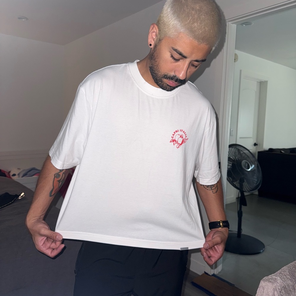 Classic White Tee with Red Graphic